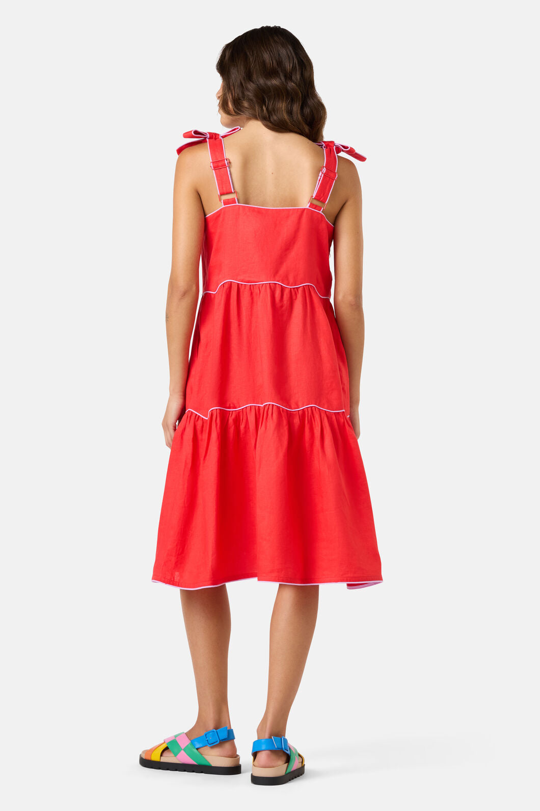 Gorman NZ - Path Your Way TieredLinenDress - red