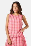 Gorman NZ - Highland Check Ruched Tank - red