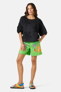 Gorman NZ - Hi Flower Cotton Top - black