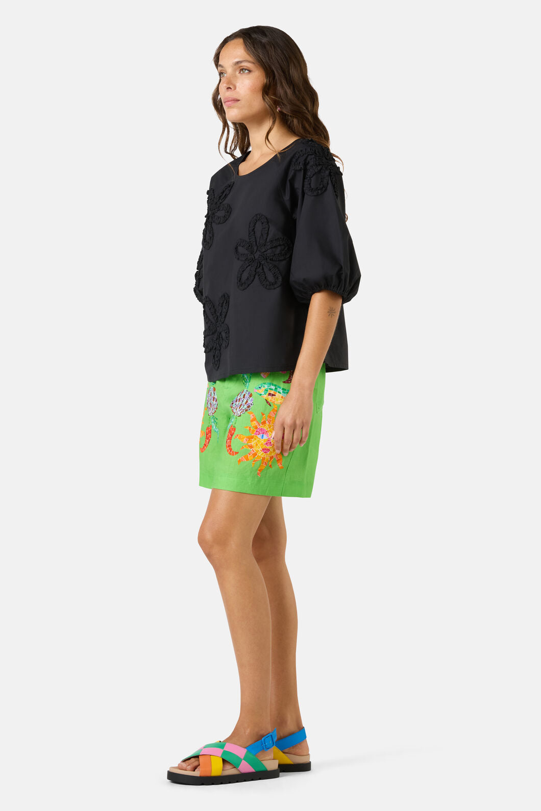 Gorman NZ - Hi Flower Cotton Top - black