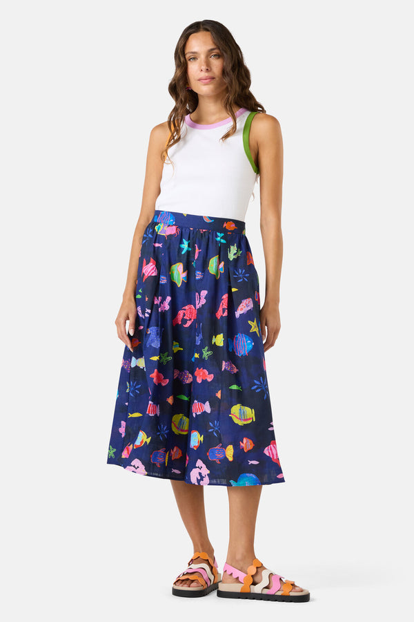 Gorman NZ - Fish Ahoy Wide Leg Skort - print