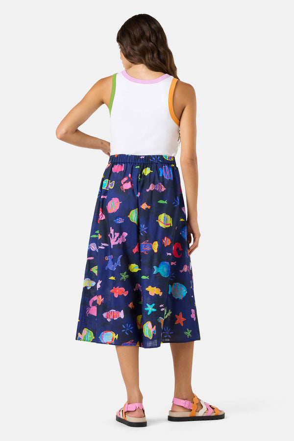 Gorman NZ - Fish Ahoy Wide Leg Skort - print