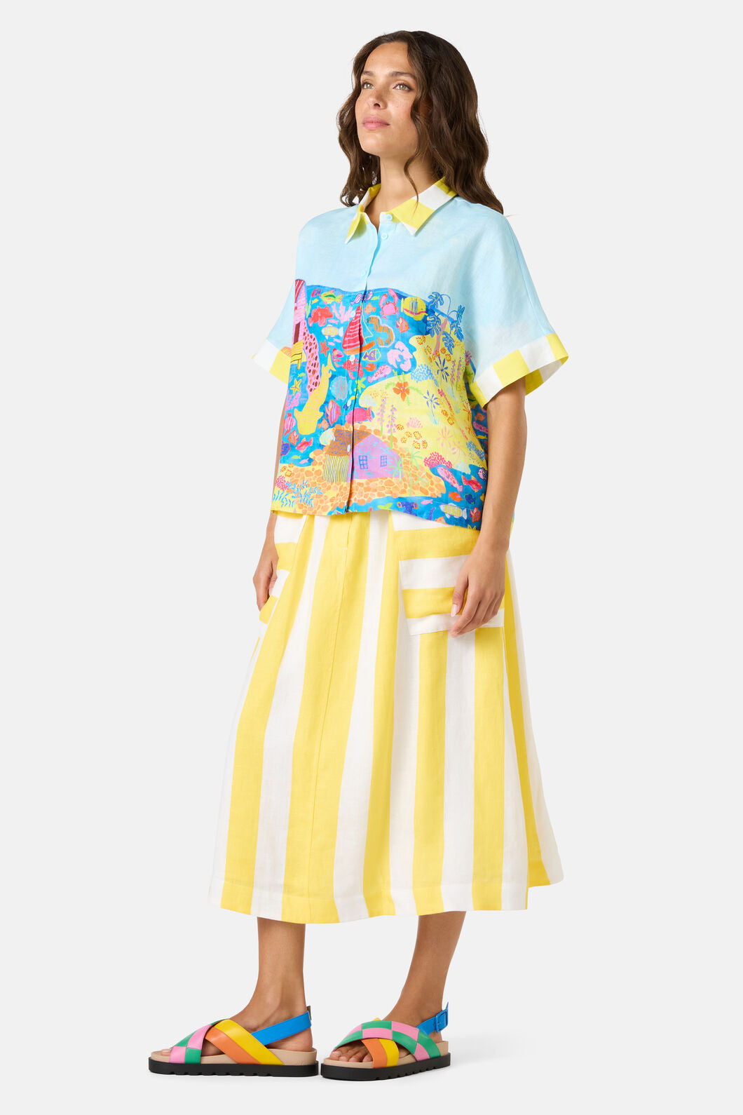 Gorman NZ - Fish Ahoy Print Linen Shirt - print