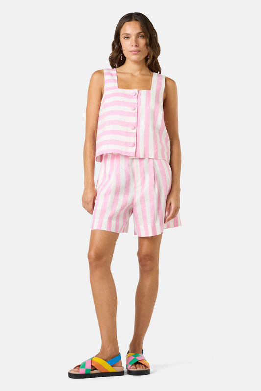 Gorman NZ - Amara Stripe Linen Tank - pink