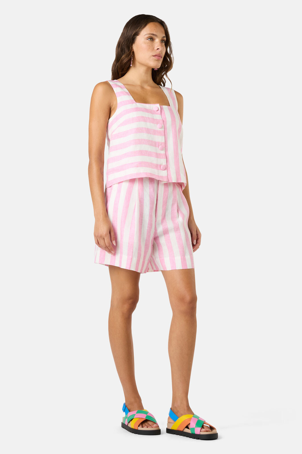 Gorman NZ - Amara Stripe Linen Tank - pink