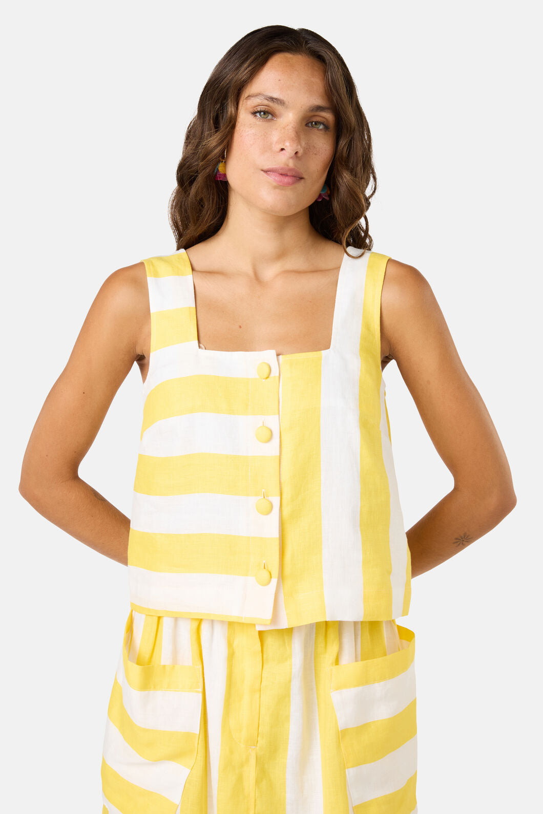 Gorman NZ - Amara Stripe Linen Tank - yellow