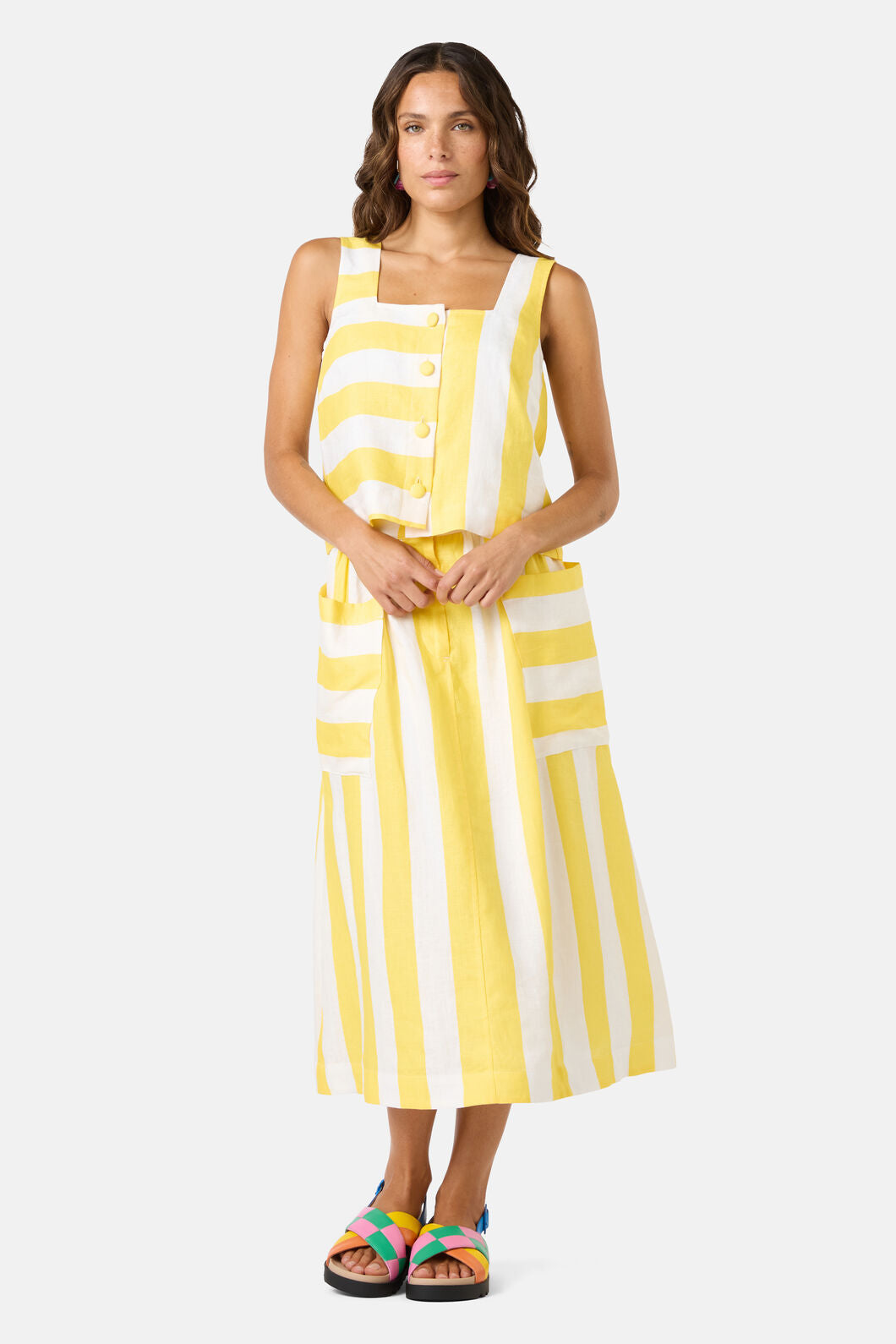 Gorman NZ - Amara Stripe Linen Tank - yellow