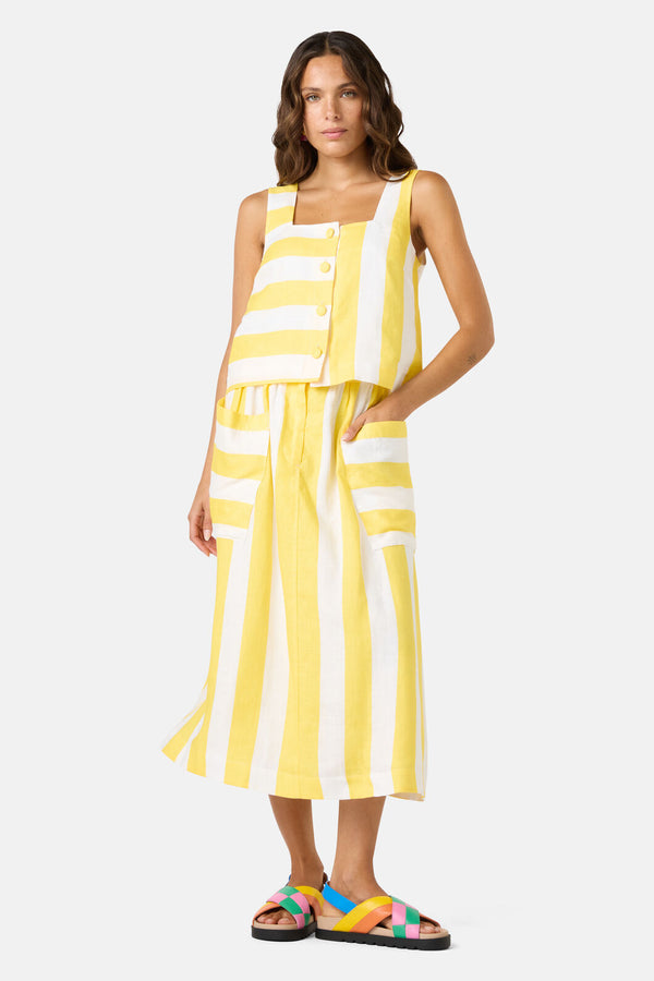 Gorman NZ - Amara Stripe Linen Tank - yellow