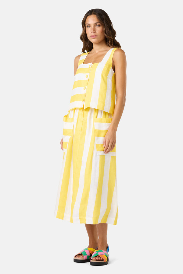 Gorman NZ - Amara Stripe Linen Tank - yellow