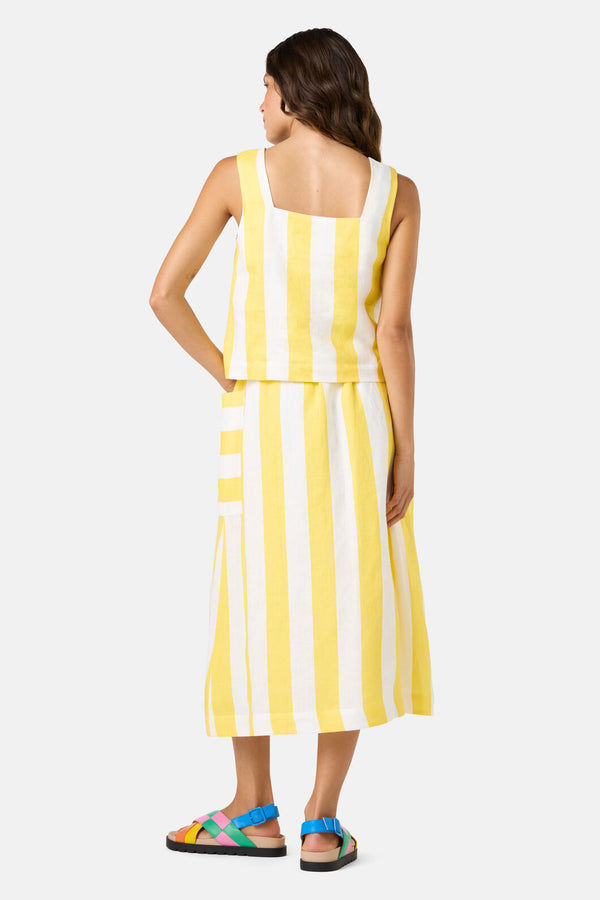 Gorman NZ - Amara Stripe Linen Tank - yellow