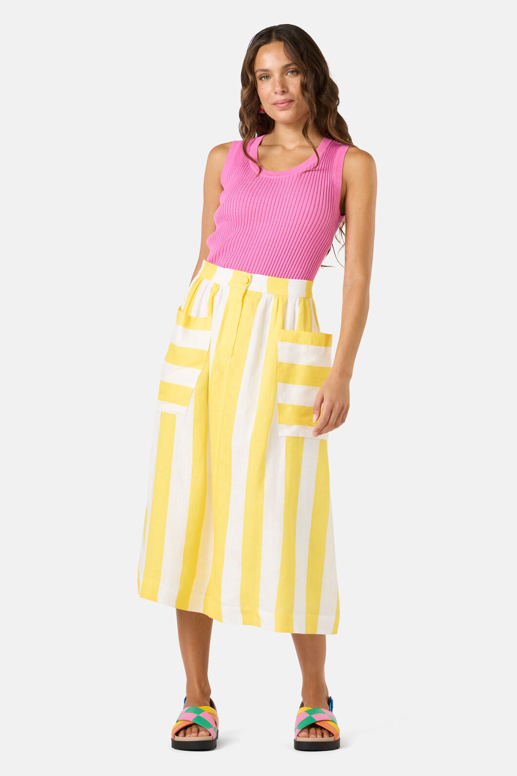 Gorman NZ - Amara Stripe Linen Skirt - yellow