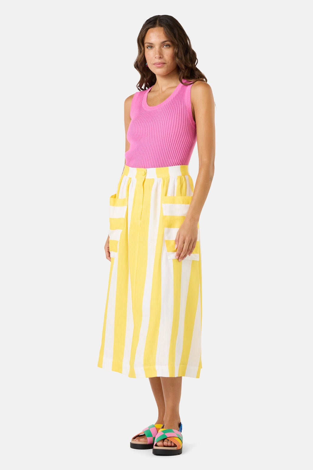 Gorman NZ - Amara Stripe Linen Skirt - yellow