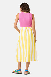 Gorman NZ - Amara Stripe Linen Skirt - yellow