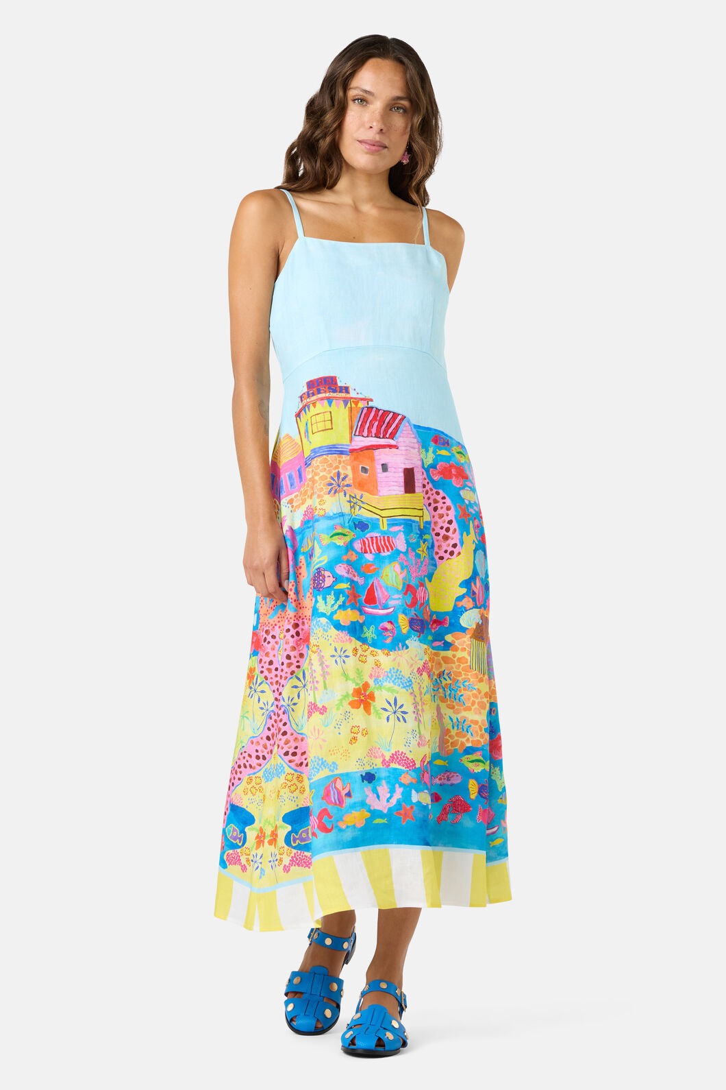 Gorman NZ - Fish Ahoy Print Linen Dress - print