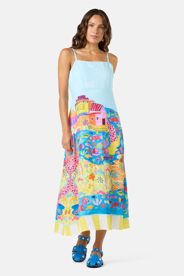 Gorman NZ - Fish Ahoy Print Linen Dress - print