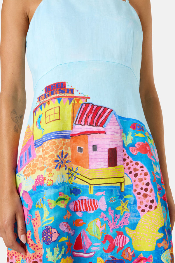 Gorman NZ - Fish Ahoy Print Linen Dress - print