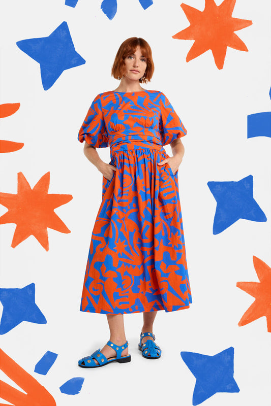 Gorman NZ - Firecracker Print Cotton Midi Dress - print