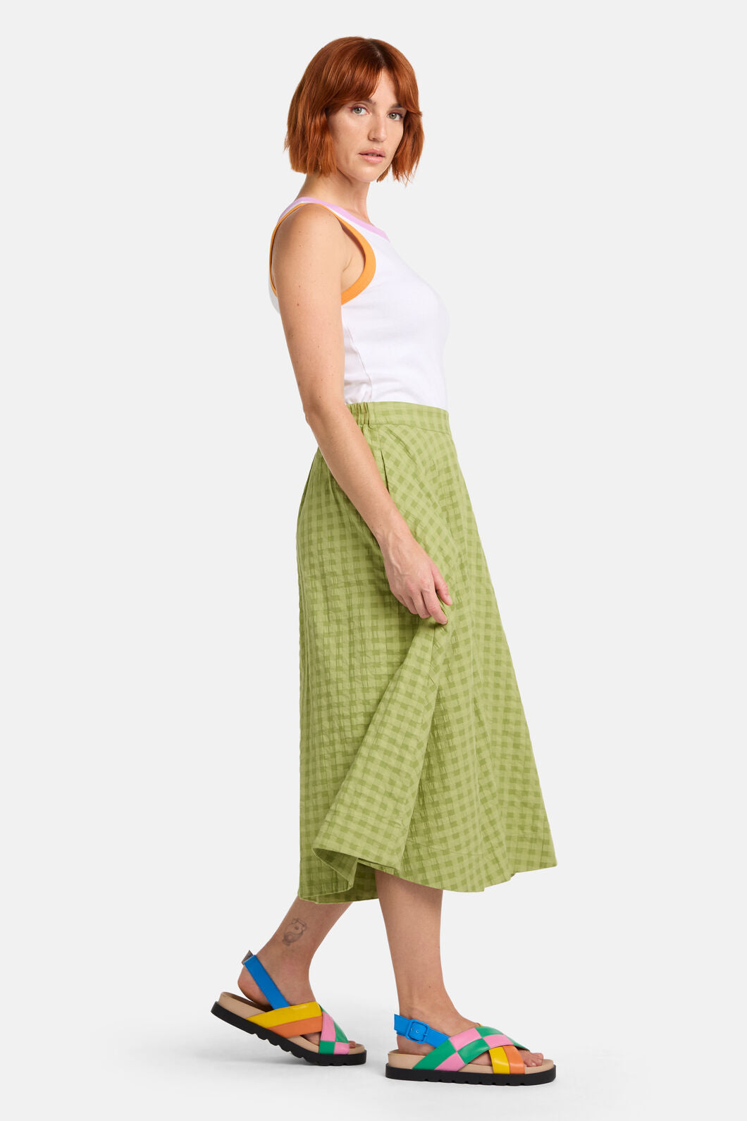 Gorman NZ - Ready Check Cotton Culotte - green