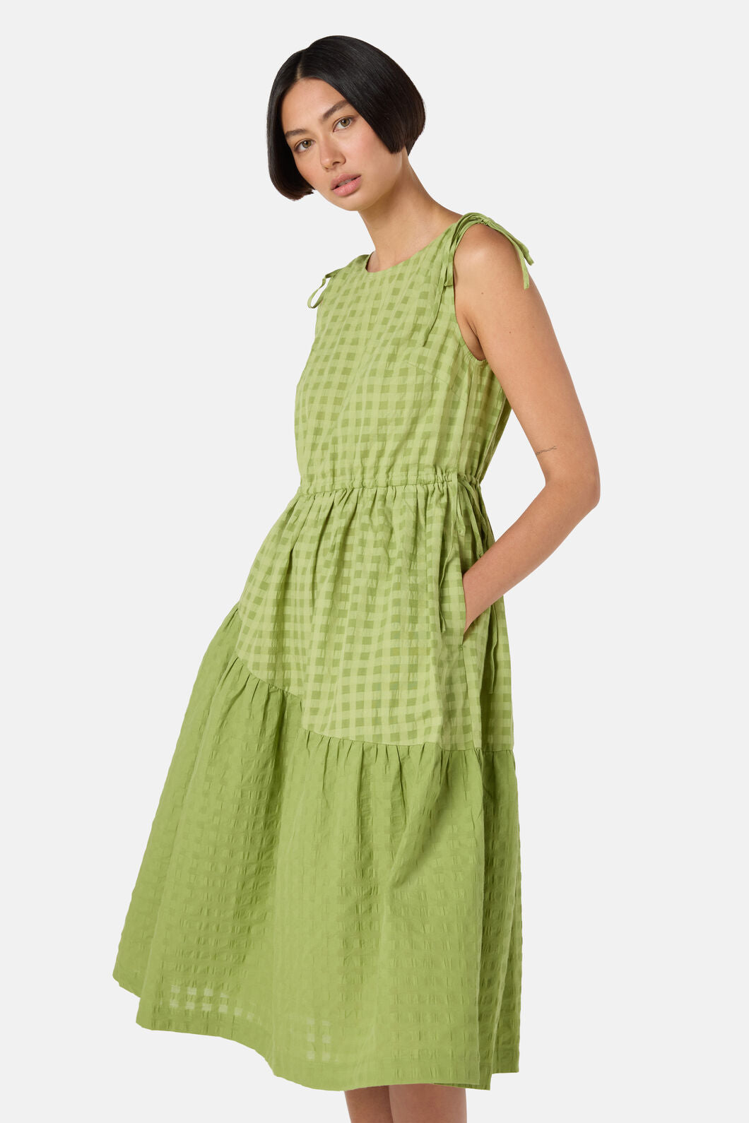Gorman NZ - Ready Check Tiered Dress - green