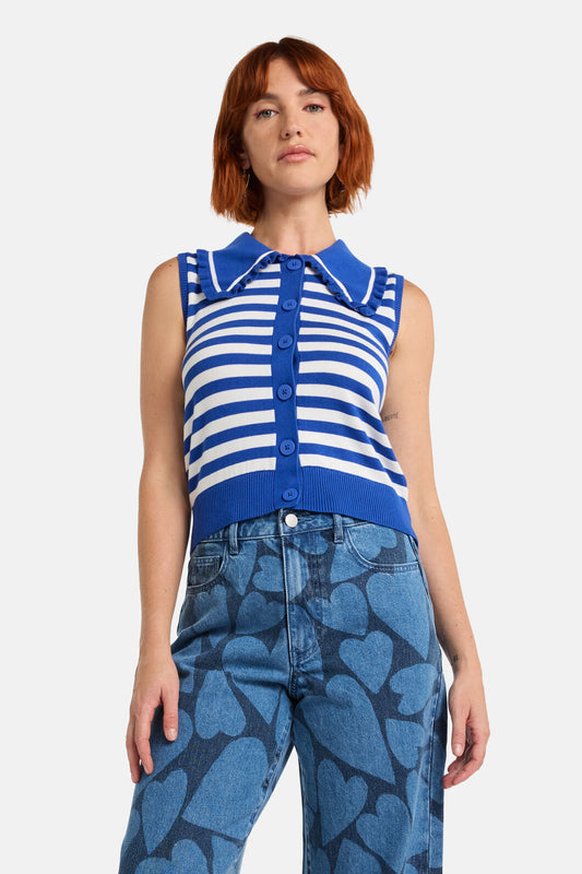 Gorman NZ - Sailor Collar Knit Top - blue