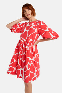 Gorman NZ - Heartbeat Print Smock Dress - red