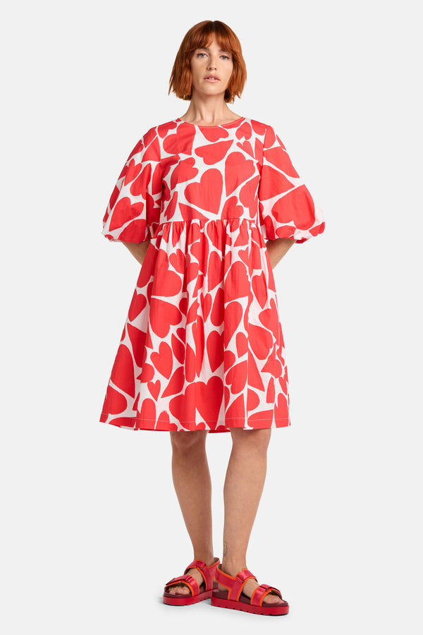Gorman NZ - Heartbeat Print Smock Dress - red