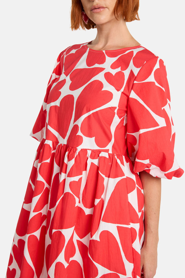 Gorman NZ - Heartbeat Print Smock Dress - red