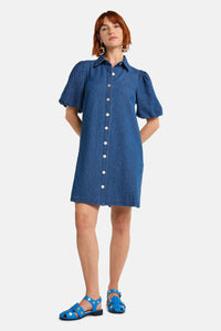 Gorman NZ - Seersucker Denim Dress - mid-blue