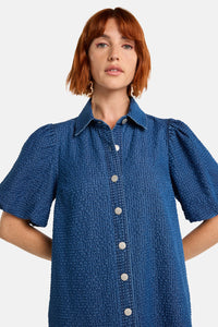 Gorman NZ - Seersucker Denim Dress - mid-blue