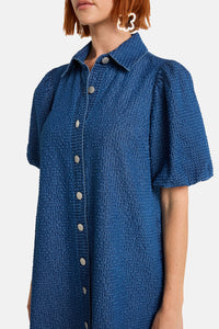 Gorman NZ - Seersucker Denim Dress - mid-blue