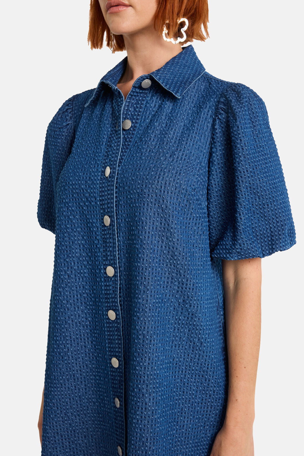 Gorman NZ - Seersucker Denim Dress - mid-blue