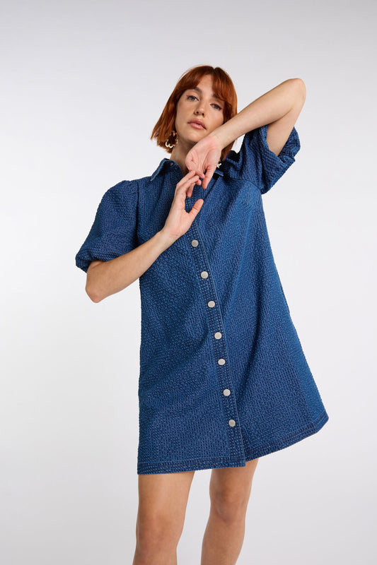 Gorman NZ - Seersucker Denim Dress - mid-blue