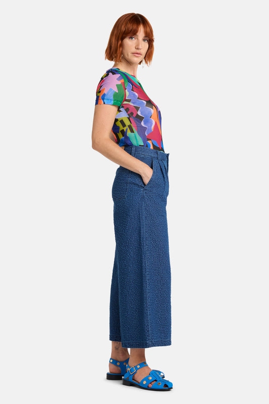 Gorman NZ - Seersucker Denim Skort - mid-blue