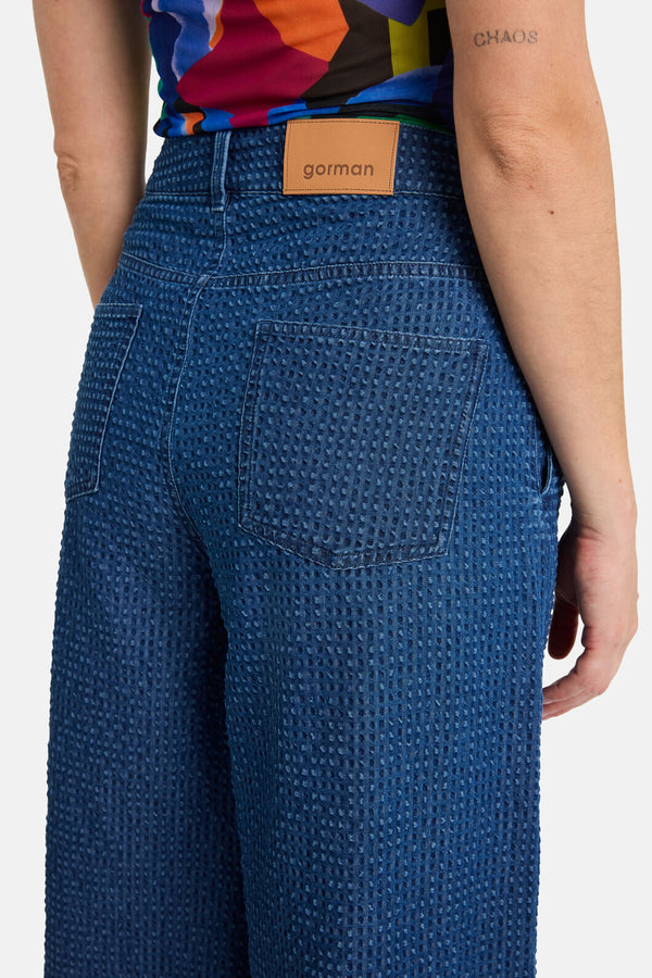 Gorman NZ - Seersucker Denim Skort - mid-blue