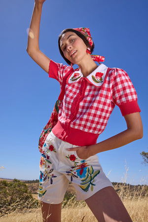 Gorman NZ - Gingham Scallop Cardigan - check