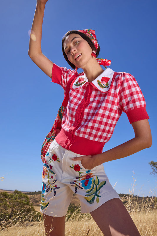 Gorman NZ - Gingham Scallop Cardigan - check