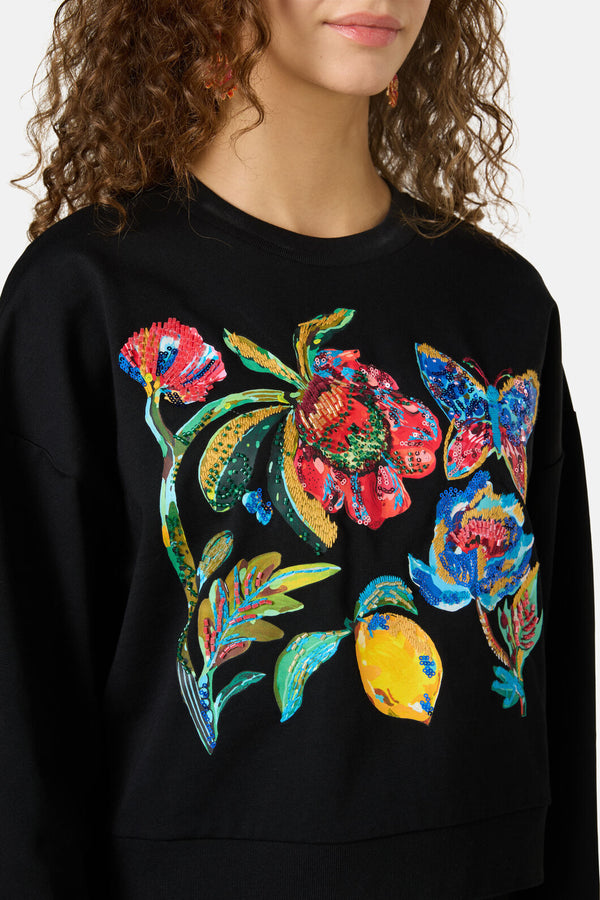 Gorman NZ - Floral Symphony Emb Sweater - black