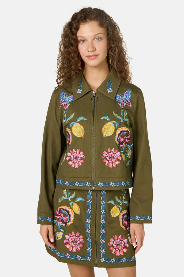 Gorman NZ - Floral Symphony Twill Jacket - khaki