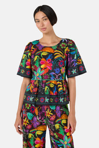 Gorman NZ - Papaya Palm Ruffle Top - print