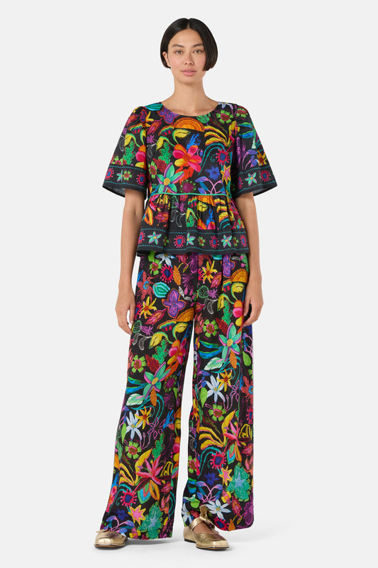 Gorman NZ - Papaya Palm Ruffle Top - print