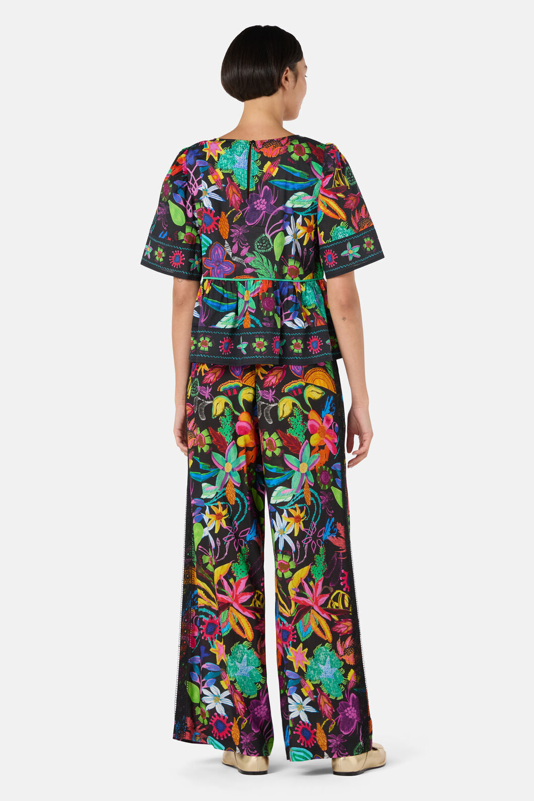 Gorman NZ - Papaya Palm Ruffle Top - print