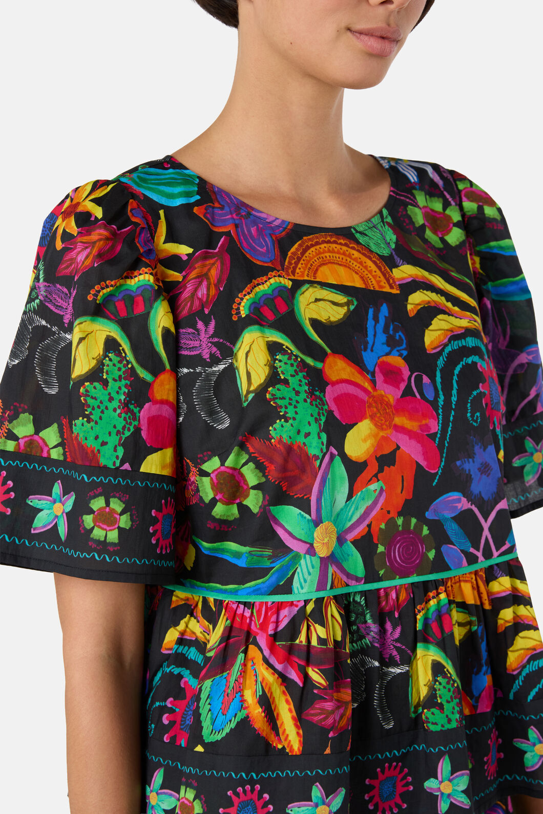 Gorman NZ - Papaya Palm Ruffle Top - print
