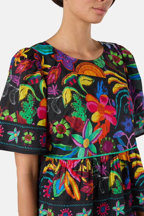 Gorman NZ - Papaya Palm Ruffle Top - print