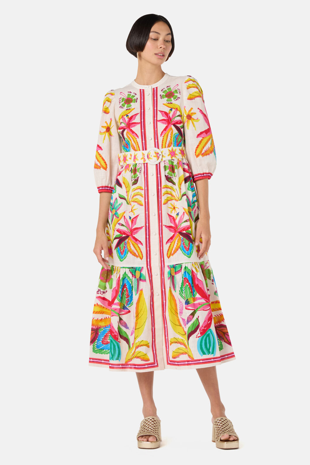 Gorman NZ - Papaya Palm Long Shirt Dress - print