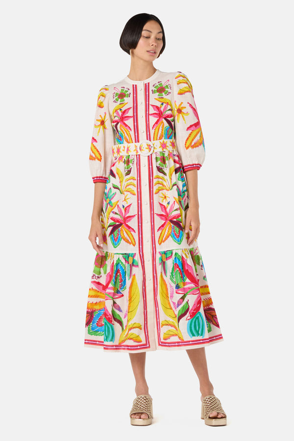 Gorman NZ - Papaya Palm Long Shirt Dress - print