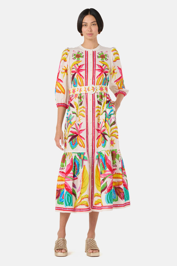 Gorman NZ - Papaya Palm Long Shirt Dress - print