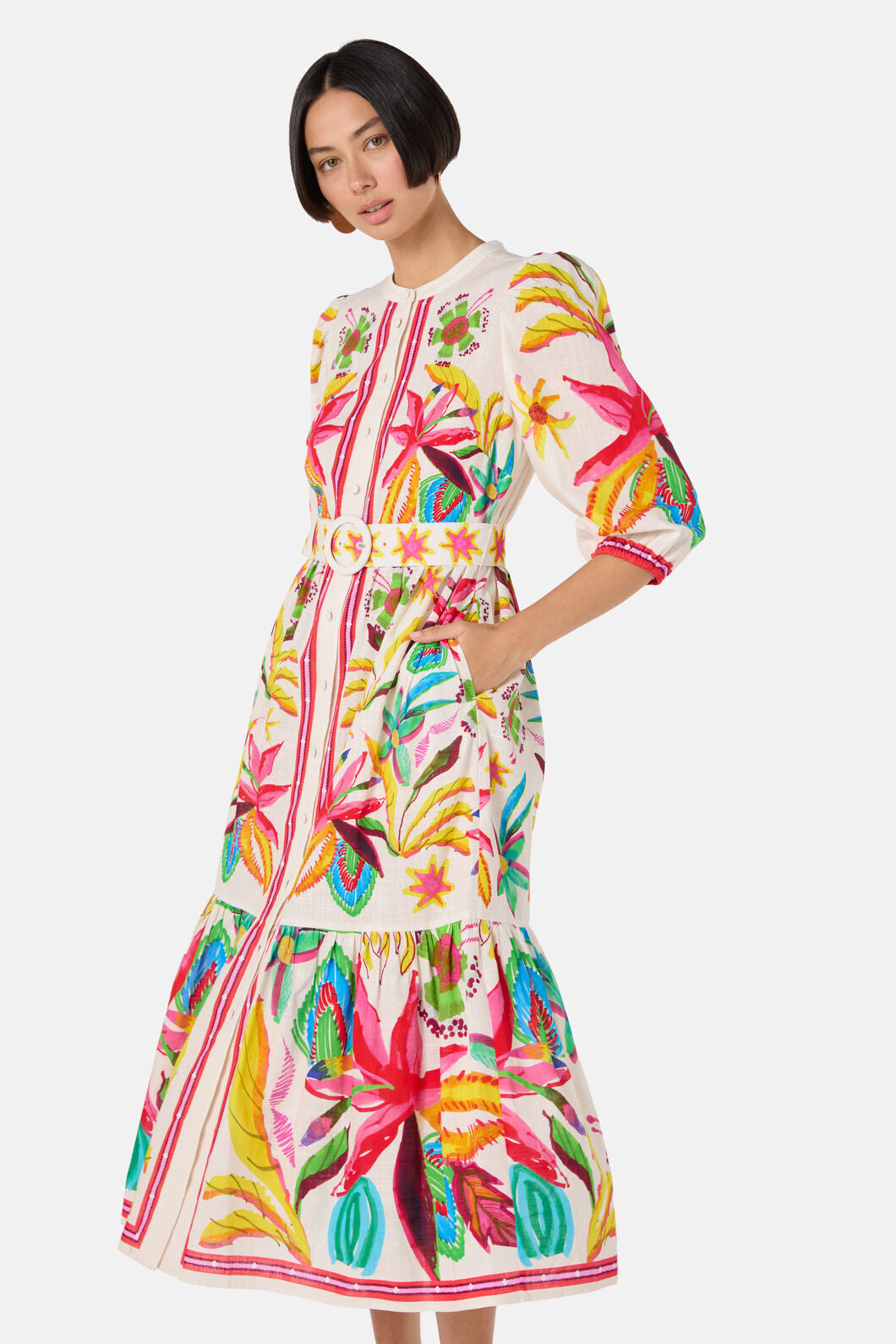 Gorman NZ - Papaya Palm Long Shirt Dress - print