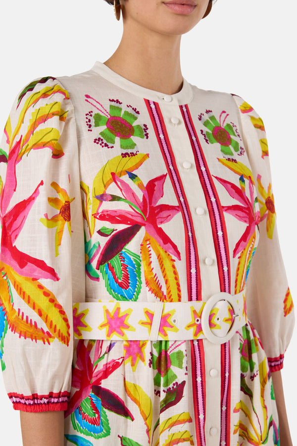 Gorman NZ - Papaya Palm Long Shirt Dress - print
