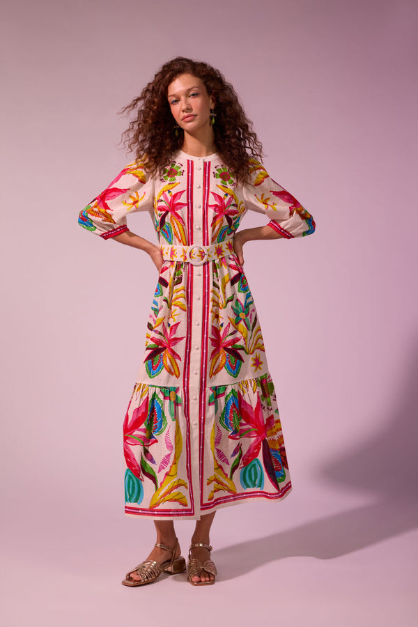 Gorman NZ - Papaya Palm Long Shirt Dress - print