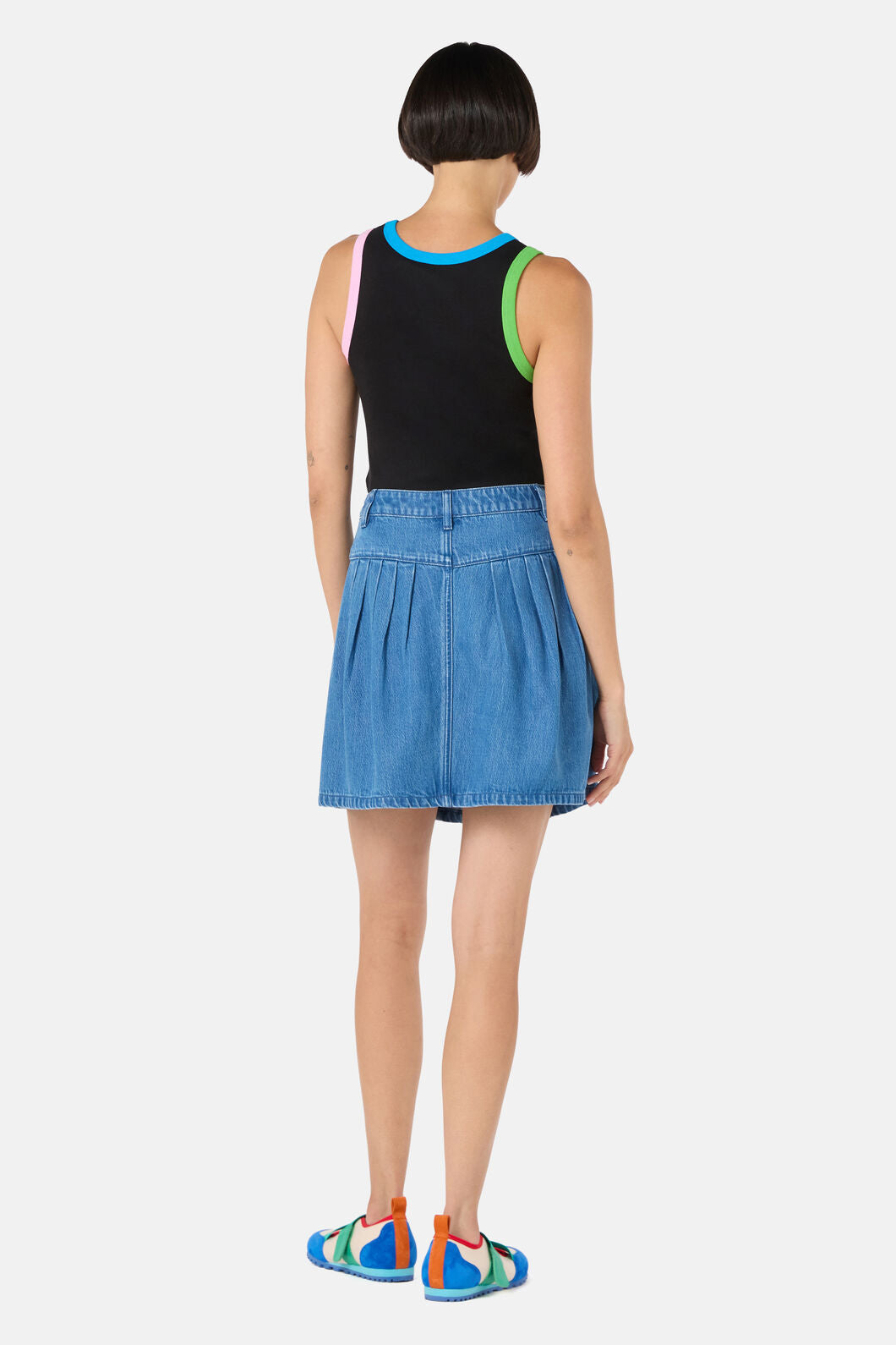 Gorman NZ - Plait Denim Mini Skirt - mid-blue
